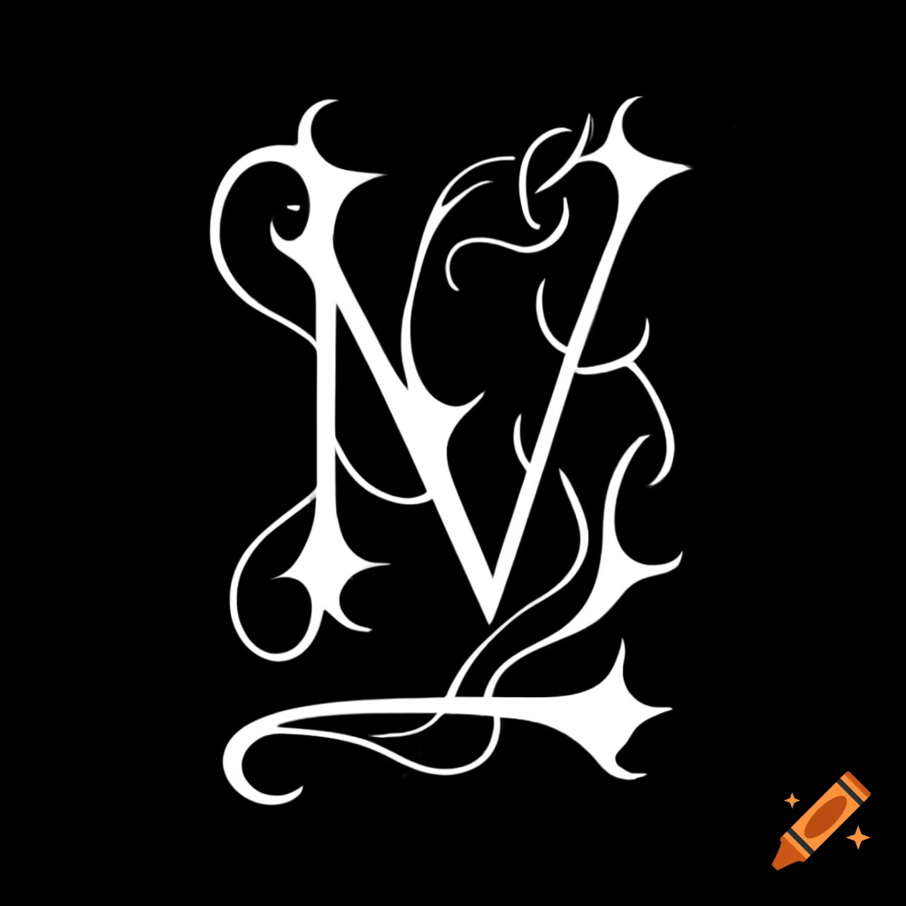 High fantasy inspired typography with ivy and thorney spikes in Yoshitaka Amano style