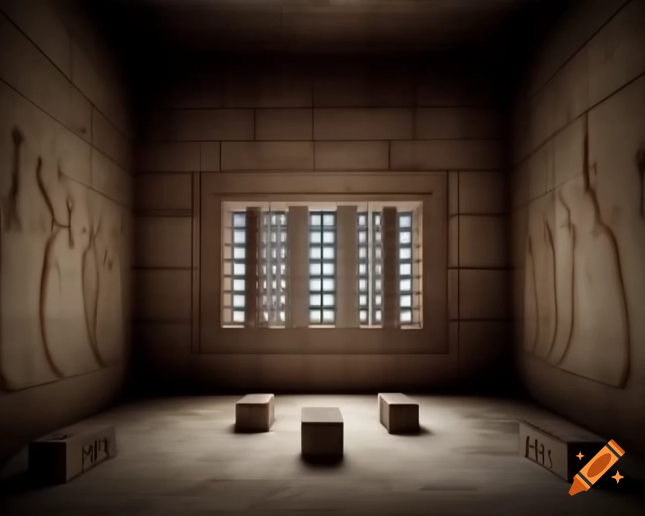 Ominous stone chambers of a Pharaoh with dark symmetry and four windows