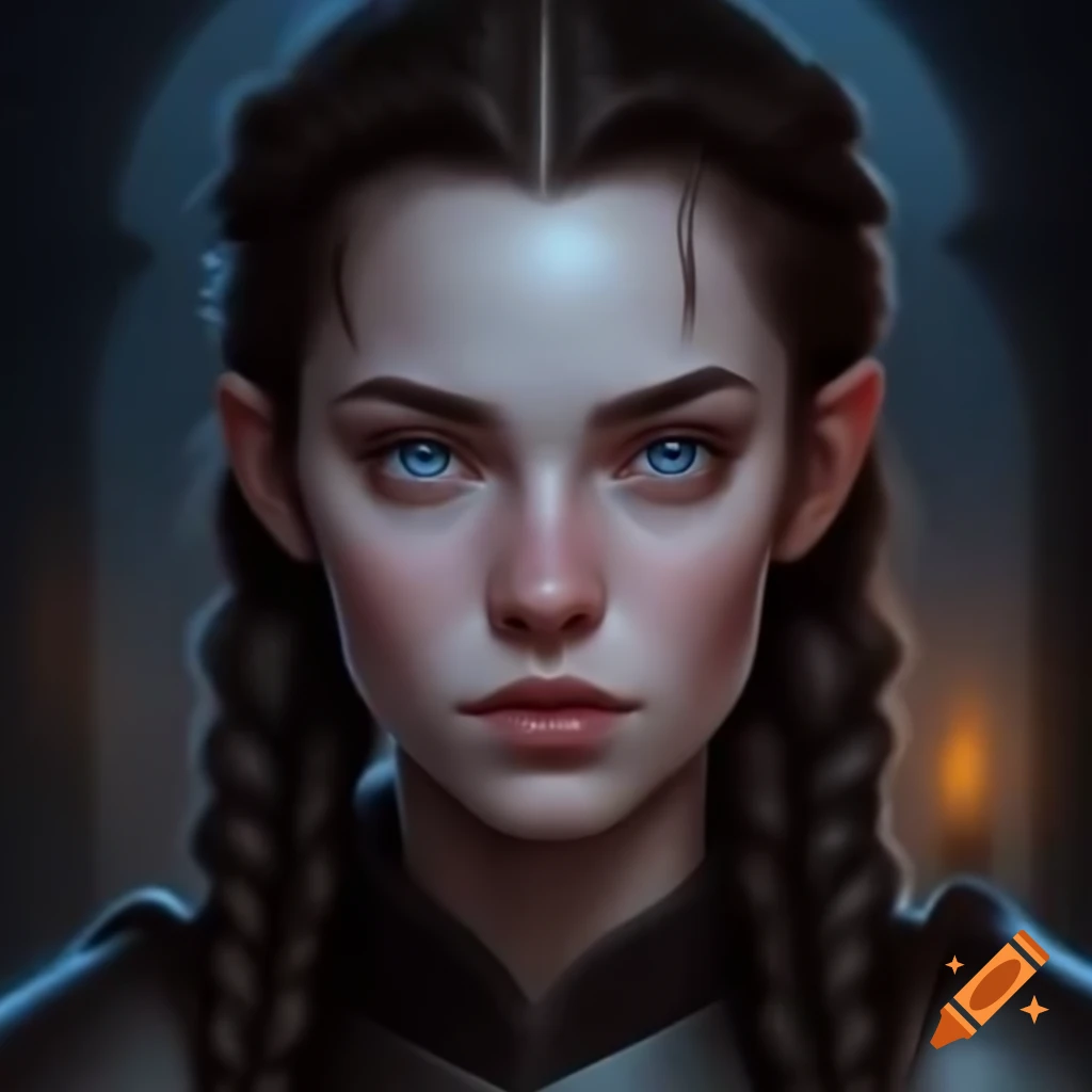 Sci fi Portrait Of Spaceship Captain In Dark Military Uniform On 