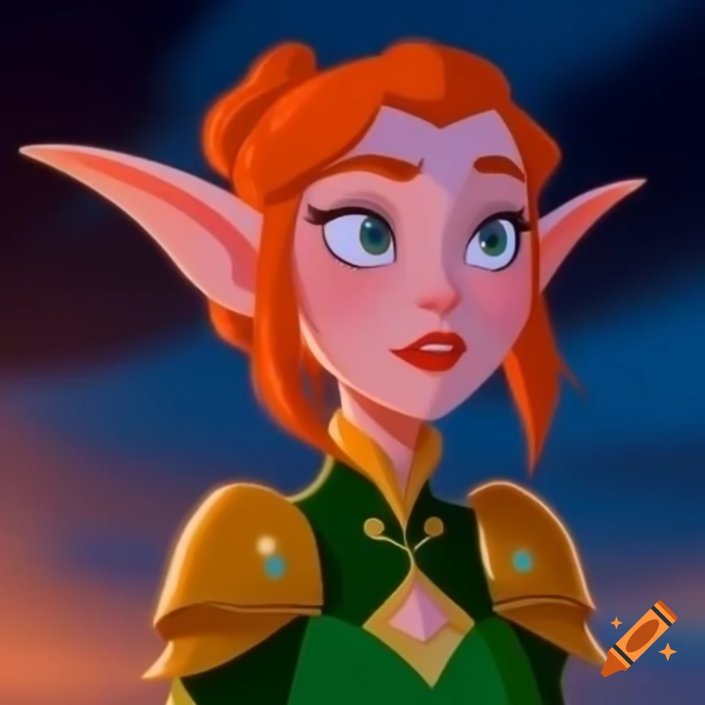 Fantasy elf character depicted by a real actor in cartoon style