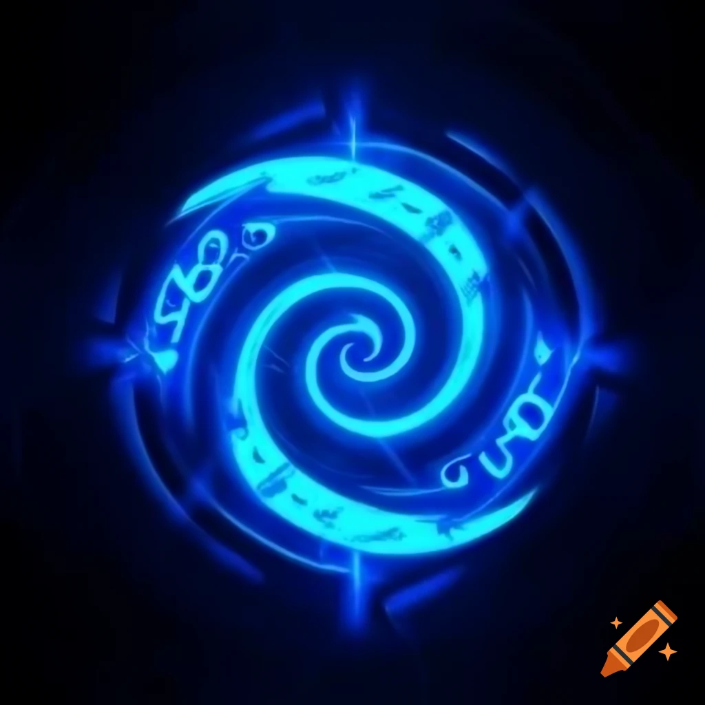 Glowing blue spiral rune symbol