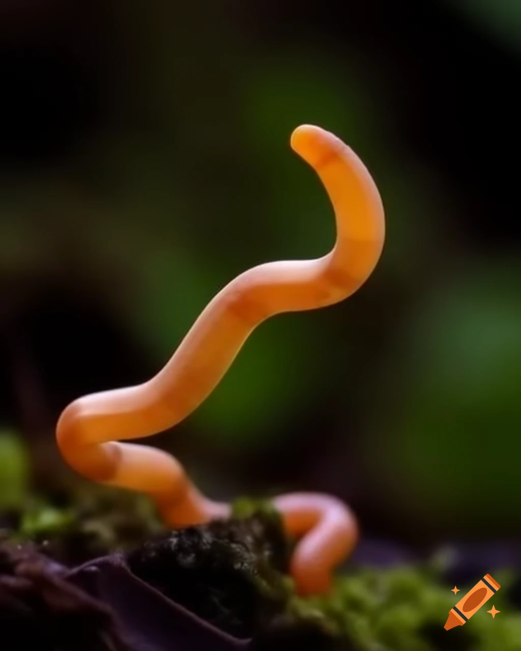 Slimy earthworm on soil