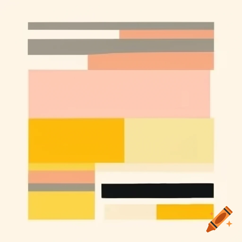 Mid Century Modern Art featuring patterns in peach, yellow, and black tones