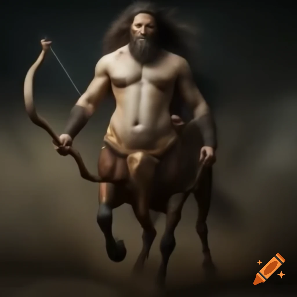 Mythical centaur with human upper body and horse lower body