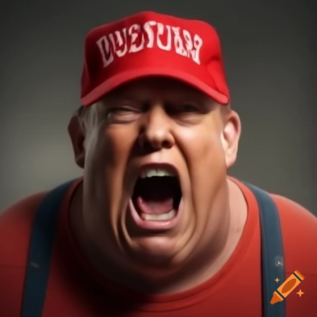 Man in red MAGA hat expressing strong emotions