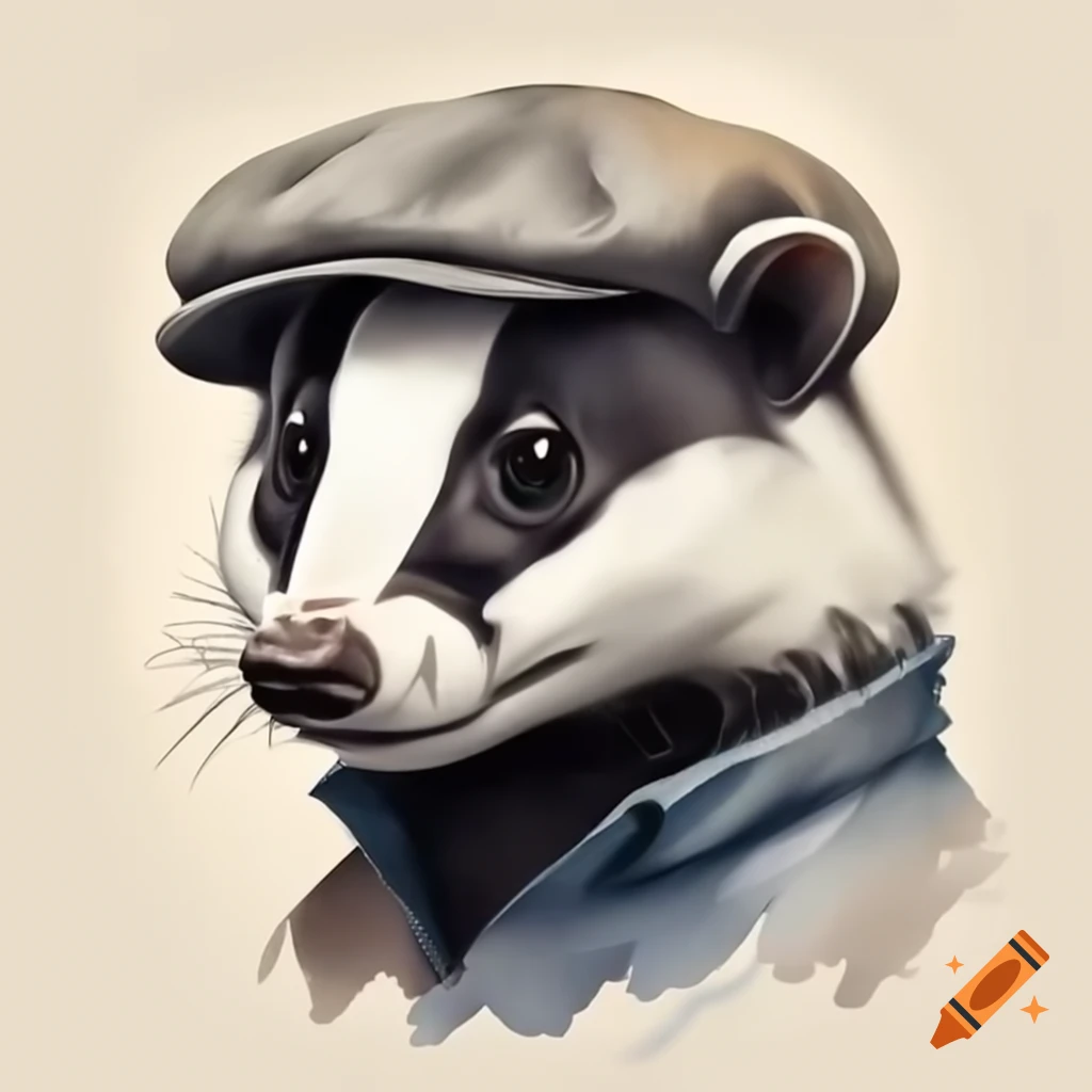 Pop art of a grouchy badger in a flat cap