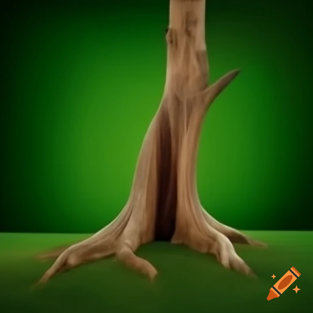 Beech trunk against vibrant green background