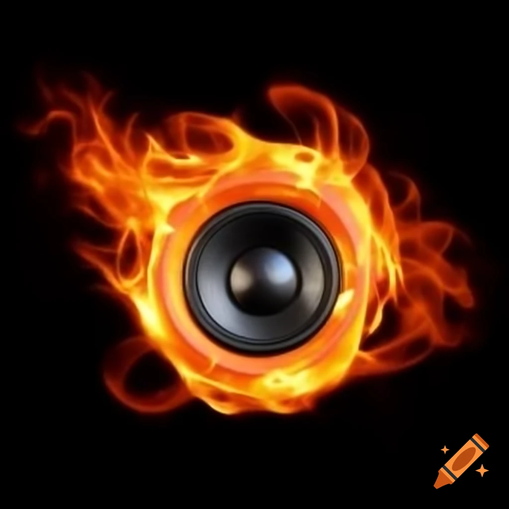 Speaker emitting flames, showcasing bold design