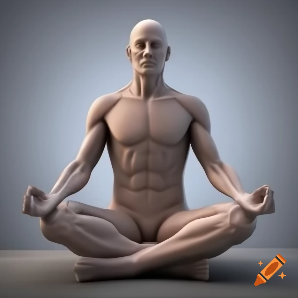 3D model of male anatomy in meditation pose