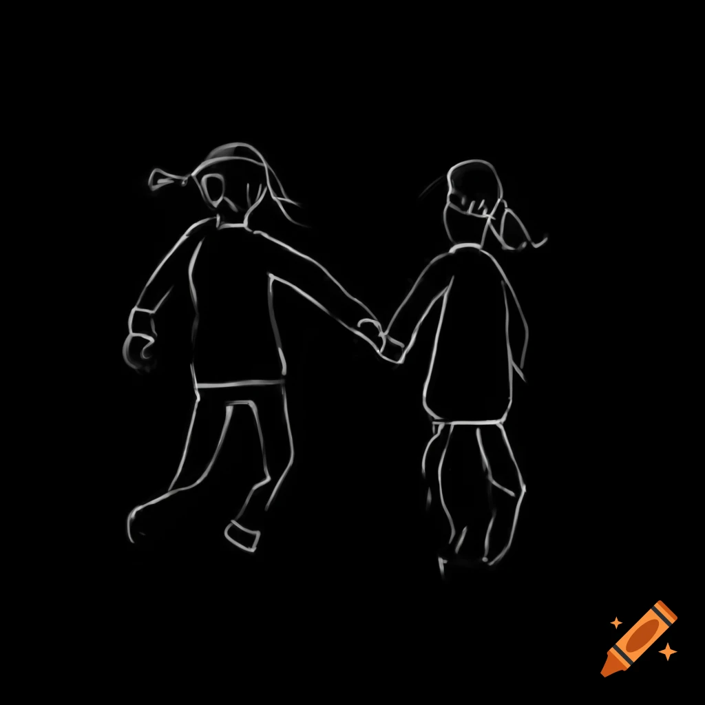 Drawing of two childhood best friends