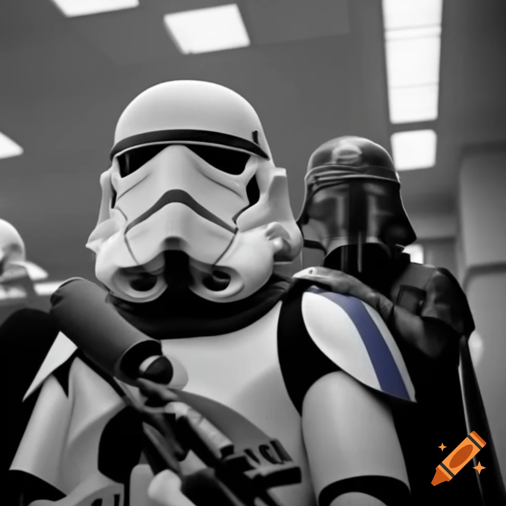 Stormtrooper in white armor fighting on a battlefield