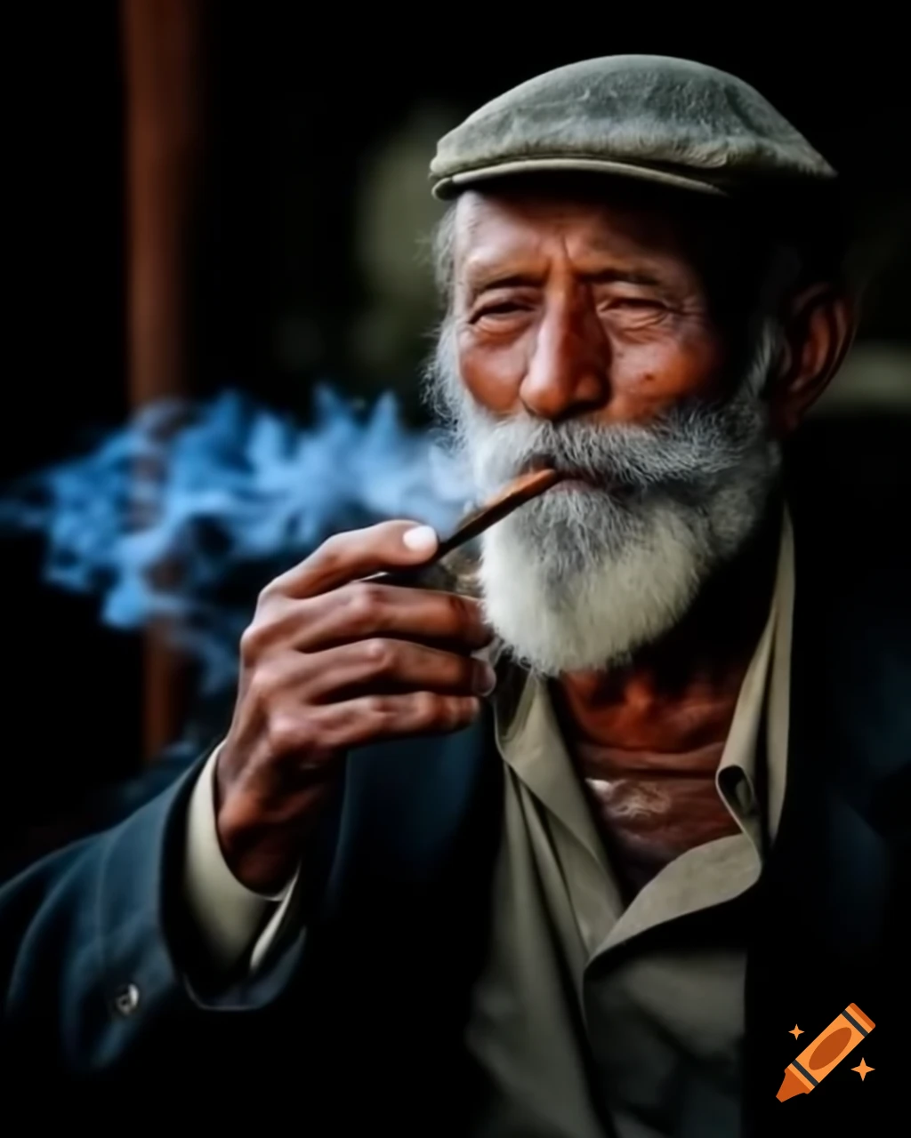 Old man smoking in a relaxed setting
