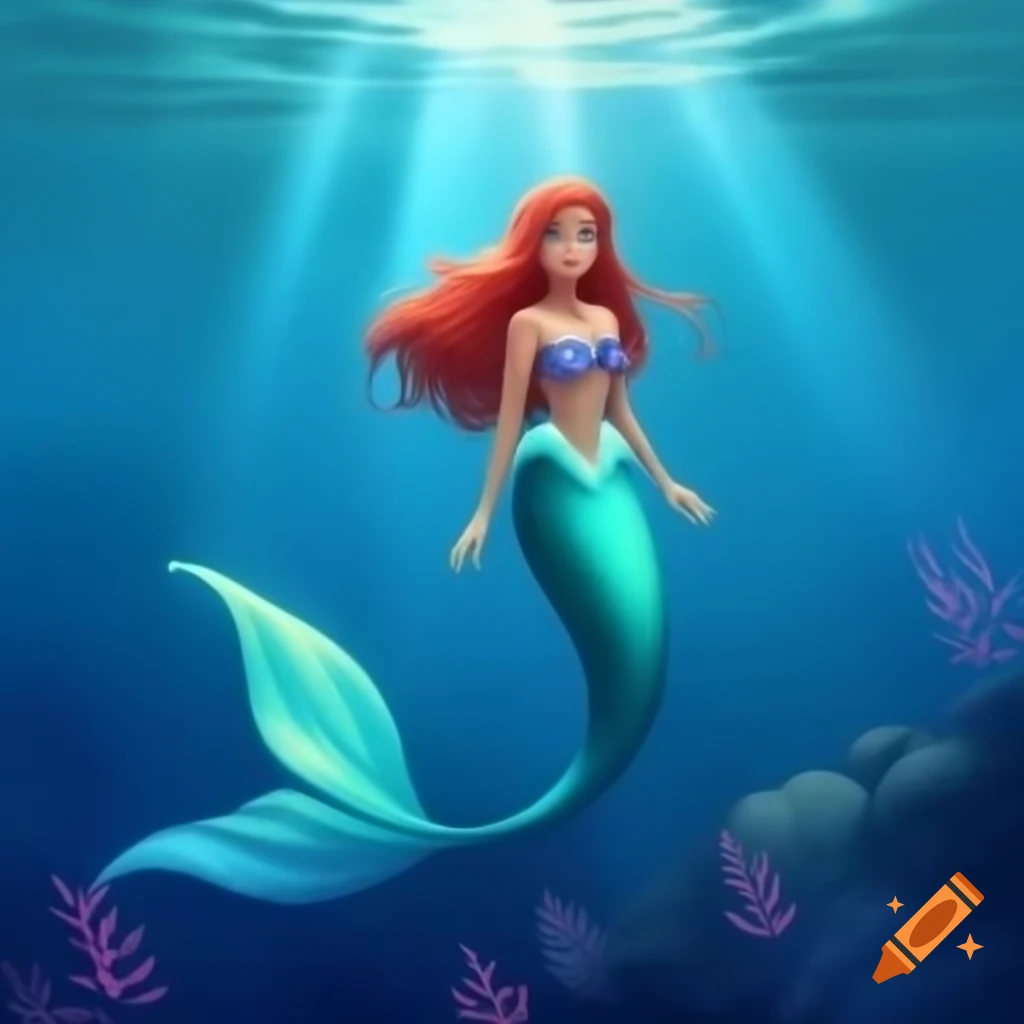 Beautiful mermaid swimming in the ocean
