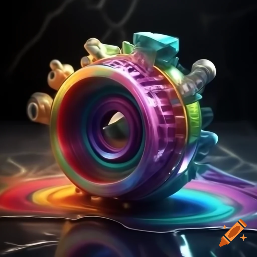 Colorful Japanese abstract artwork with rainbow hues, ultra realistic and glossy