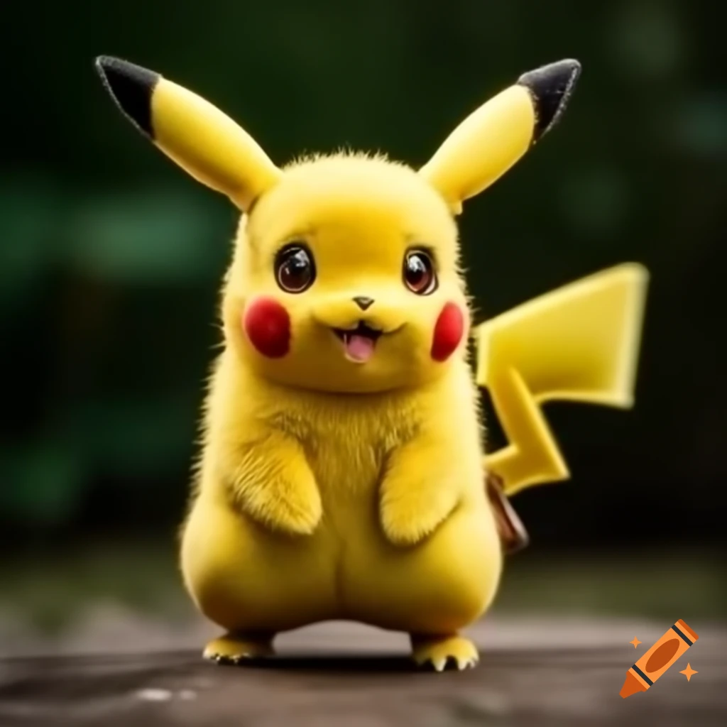 Realistic Pikachu with yellow fur and red boots
