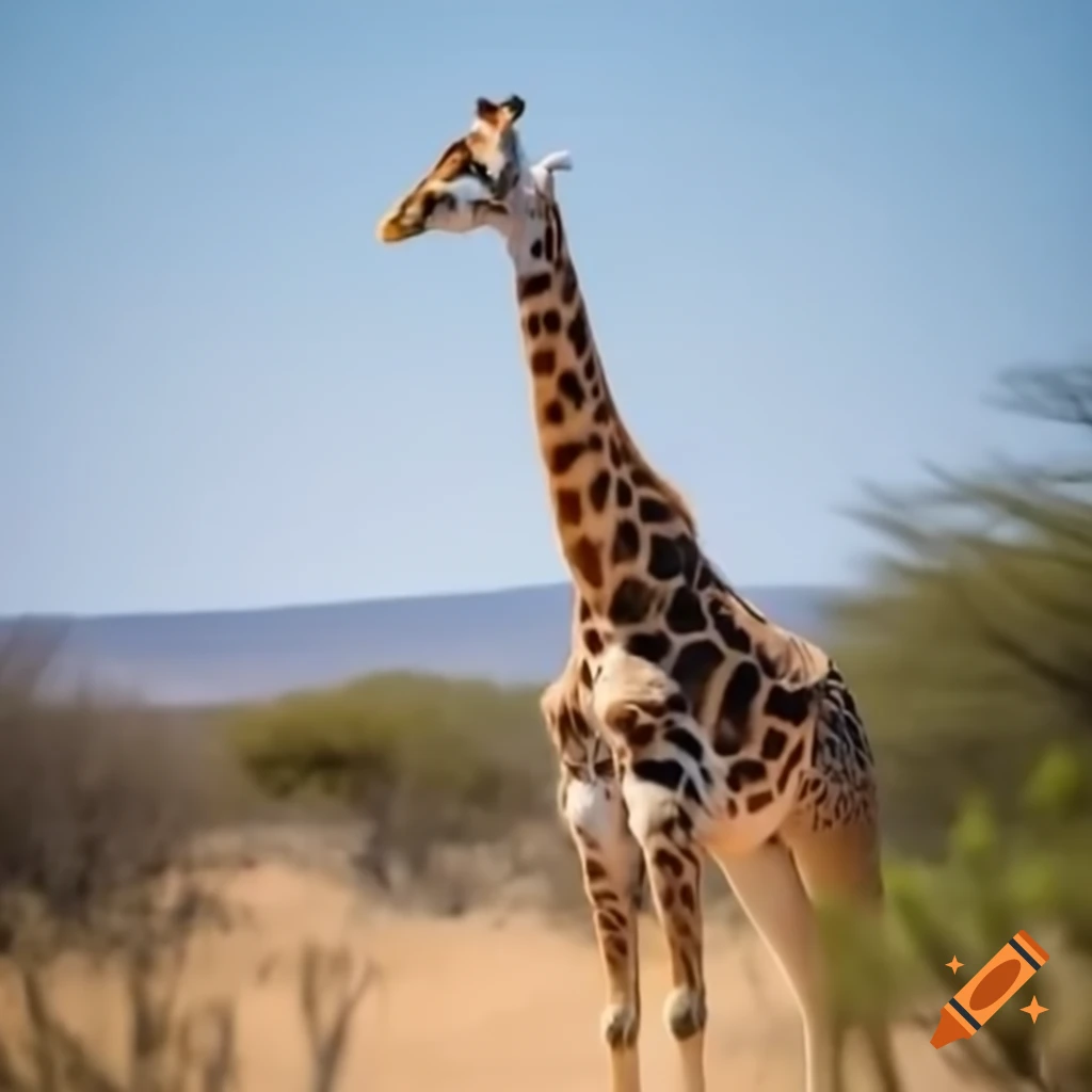 Giraffe playing with a person, whimsical scene