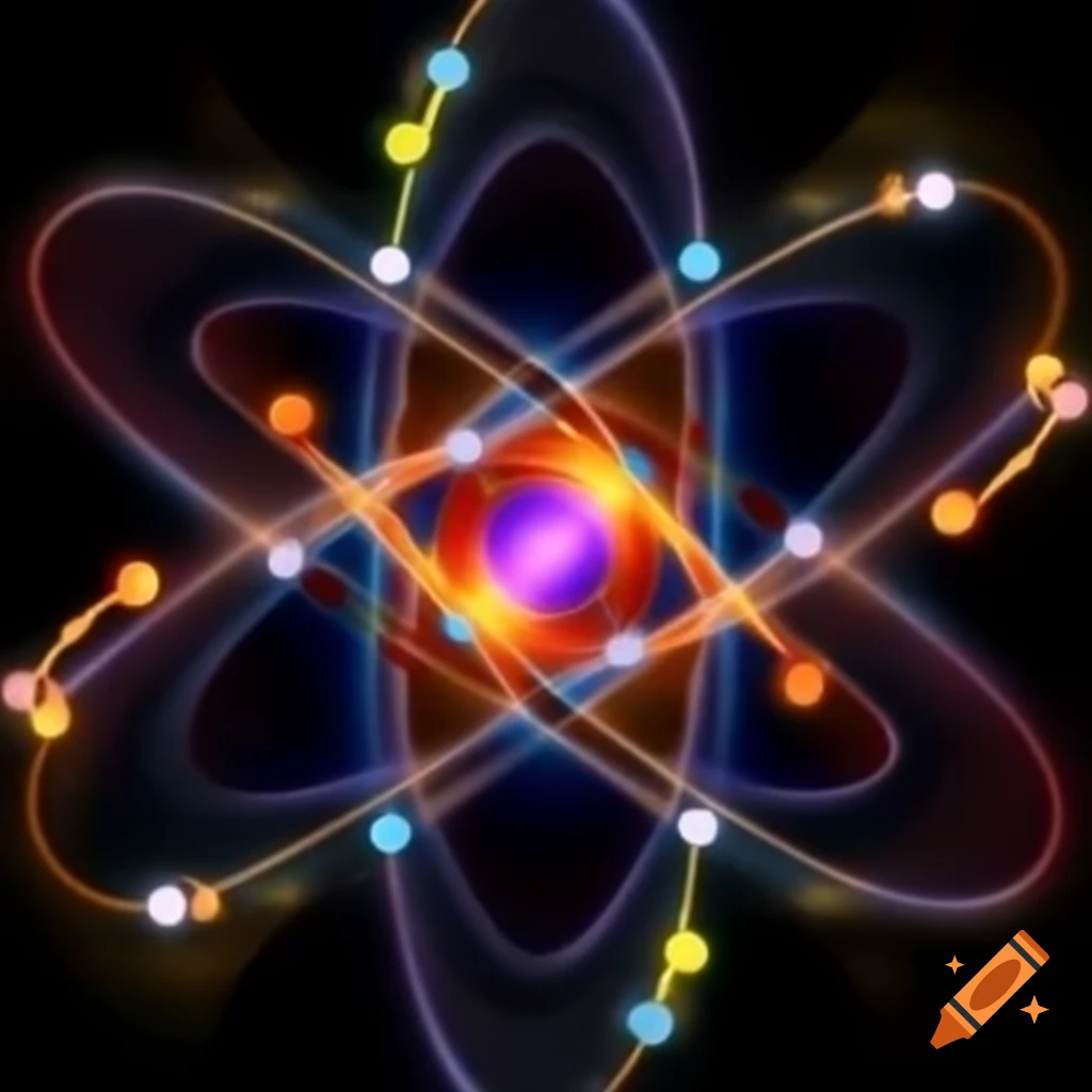 Illustration of protons, neutrons, and electrons in an atom for educational purposes