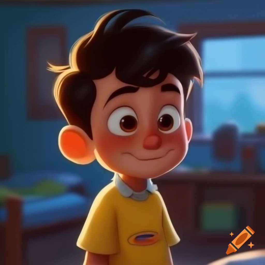 Digital illustration of a 2000's boy's room with retro decor