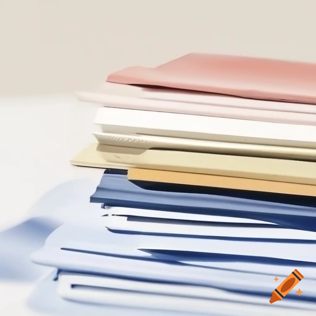 Stack of professional magazines in muted watercolor colors