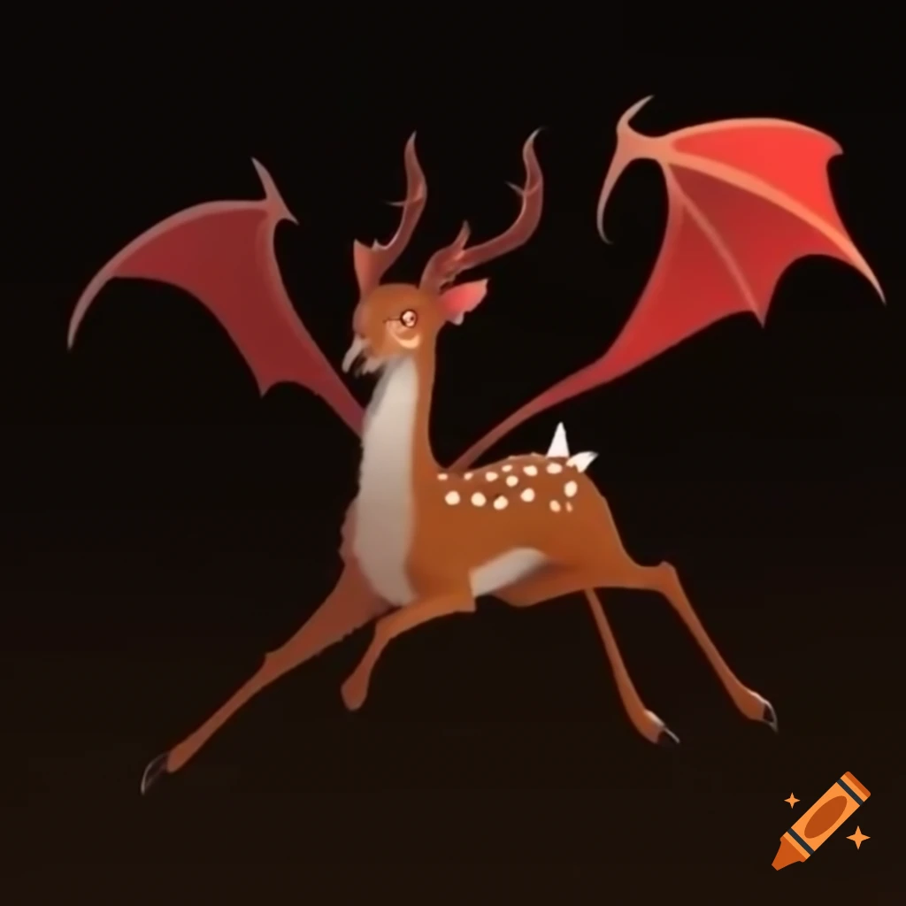 Evil doe with devil tail and shattered wing jumping down