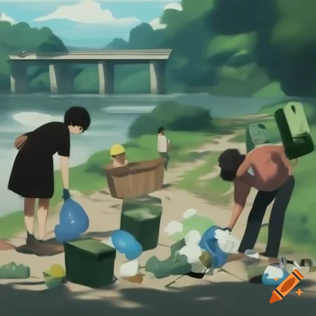 Group Of People Collaborating To Clean Garbage From River Bank On Craiyon group-of-people-collaborating-to-clean-garbage-from-river-bank-on-craiyon