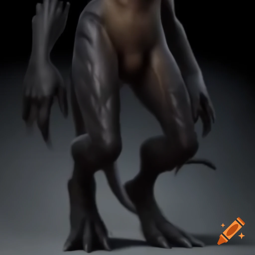 Humanoid dragon creature with digitigrade legs and human-like posture