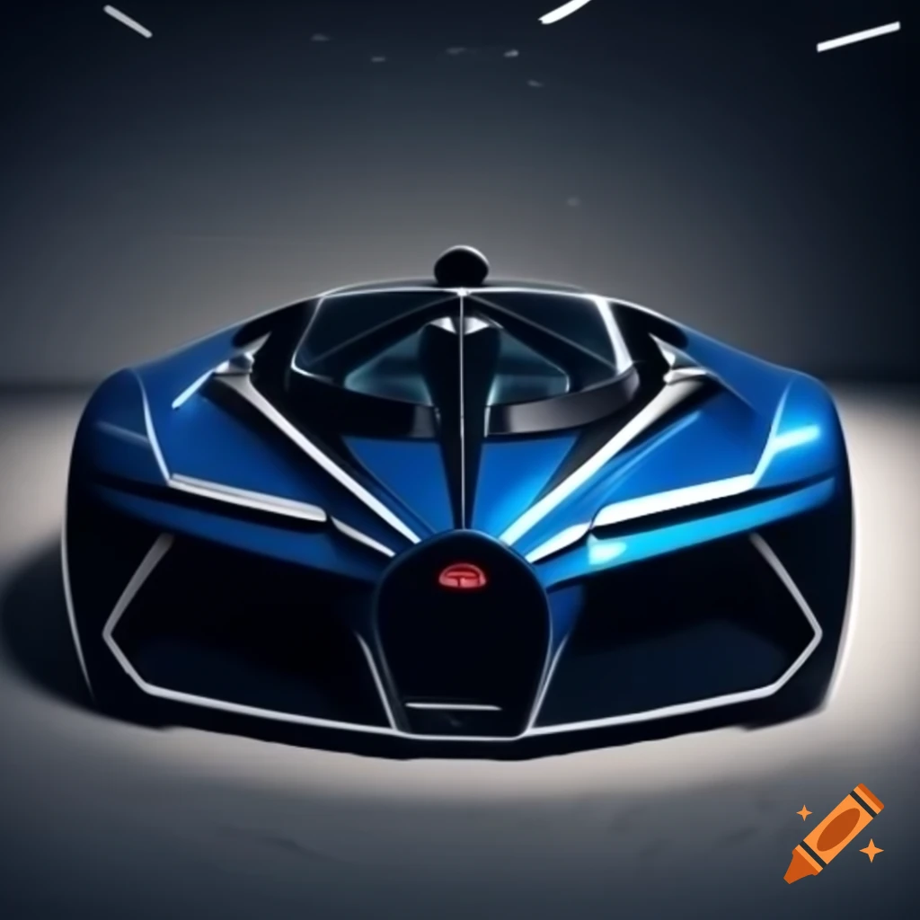 Futuristic Bugatti Blade Runner prototype concept car in showroom