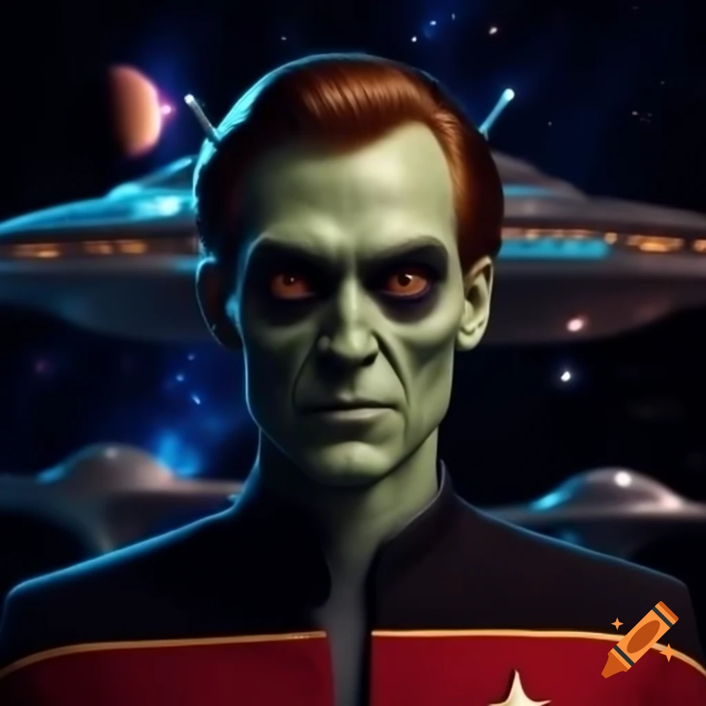 Captain John Francis from Star Trek using phaser against aliens in space