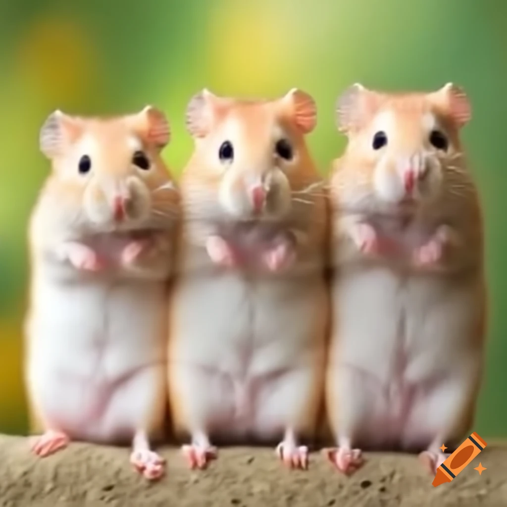 Group of hamsters playing together