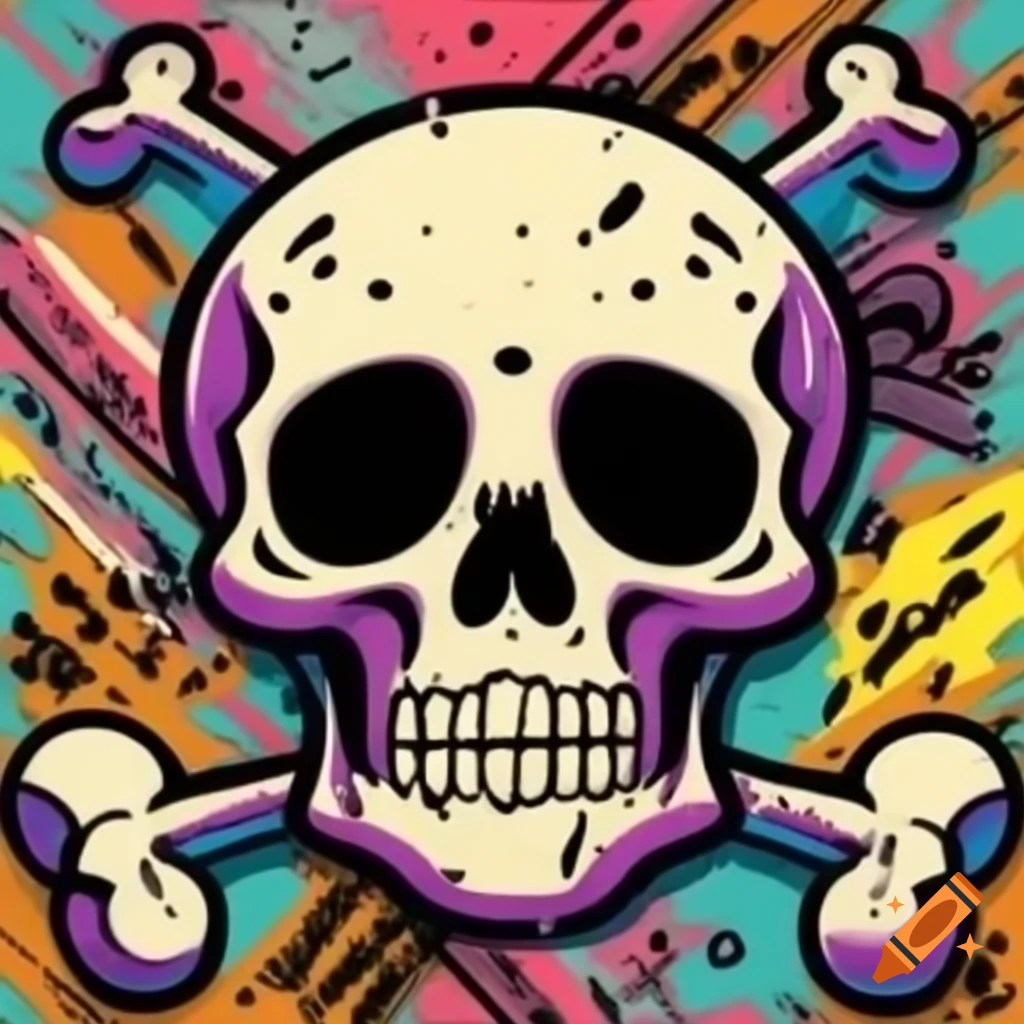 Cartoon style skull graffiti art
