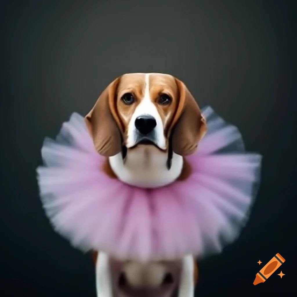 Beagle wearing a tutu