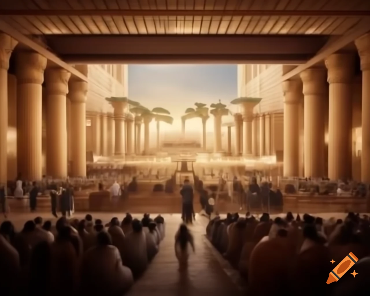 Ancient Egyptian viewing area for the wealthy overlooking events