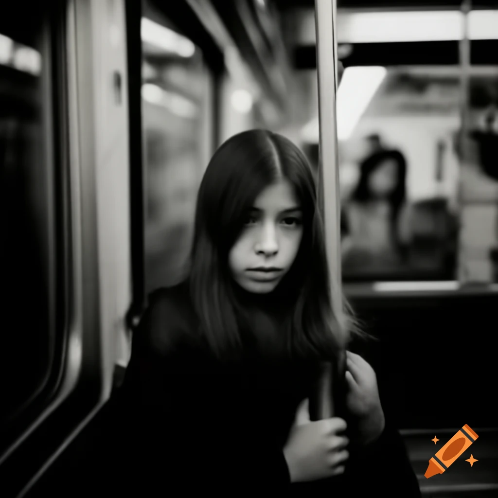 Girl navigating the Mexico subway, urban setting