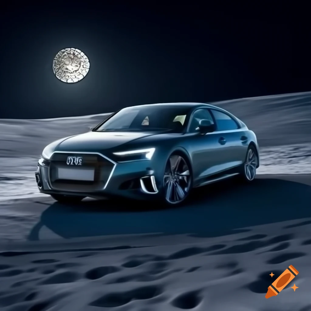 Audi A6 on the surface of the moon