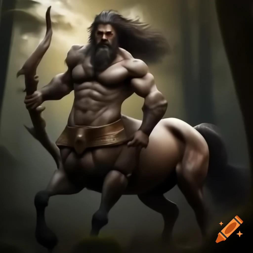 Mythical centaur with human upper body and horse lower body