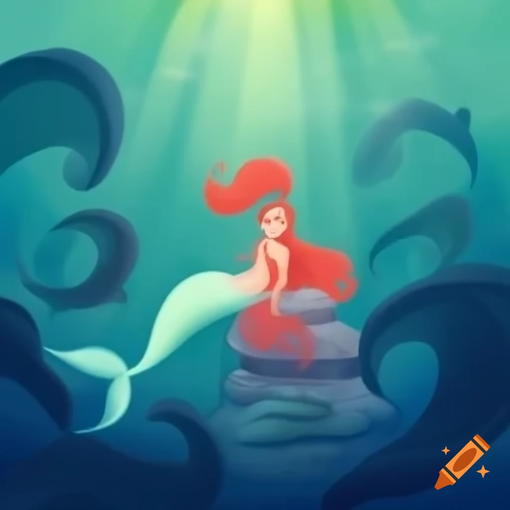 Artistic representation of a mermaid in an underwater setting