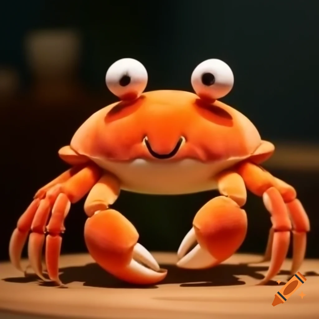 Stuffed crab standing upright, showcasing culinary presentation