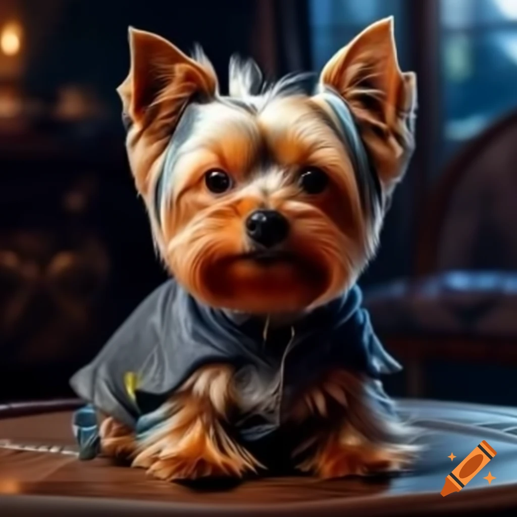 Tiny Yorkshire Terrier with a luxurious coat