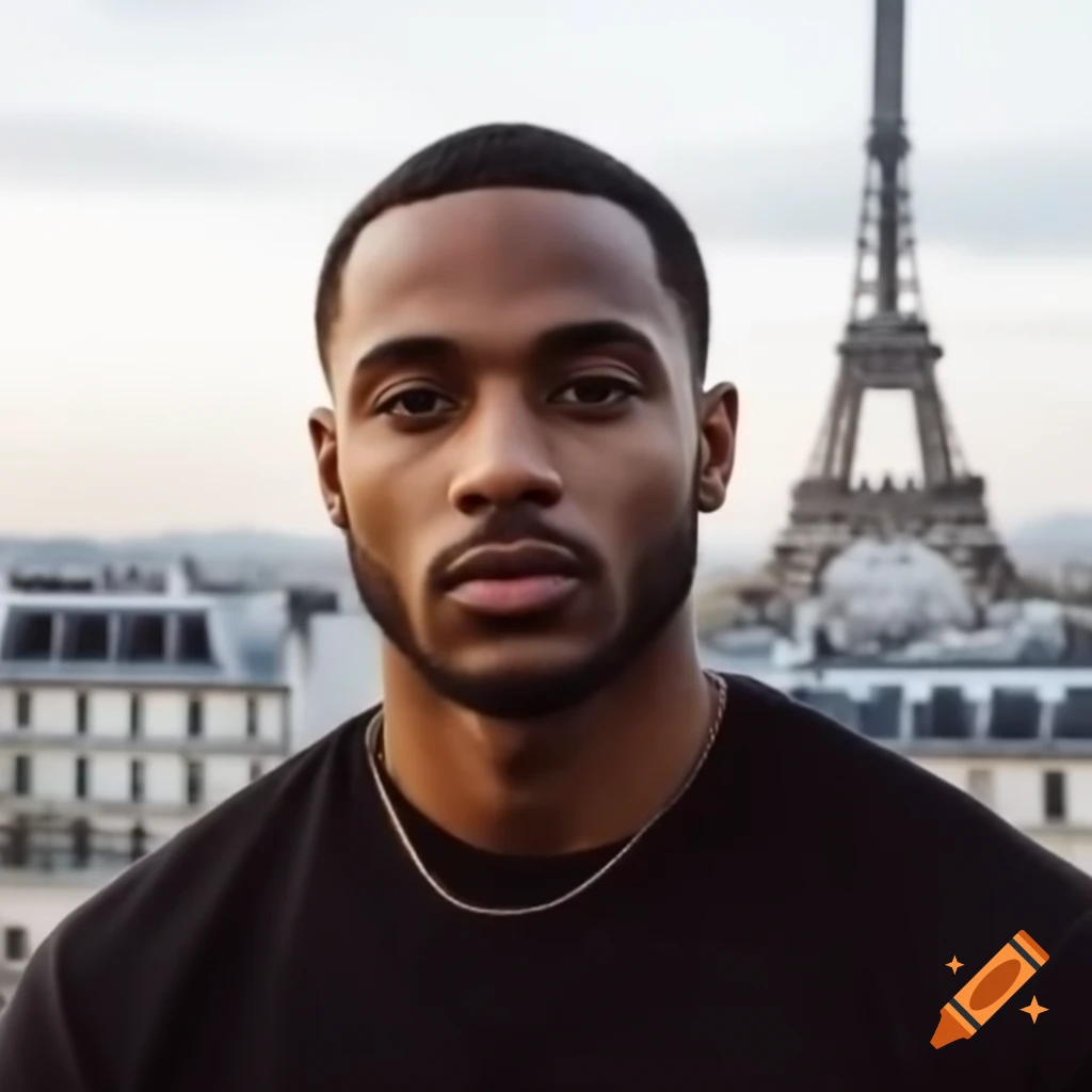 Jaxon Smith njigba In Paris With Eiffel Tower Backdrop On Craiyon