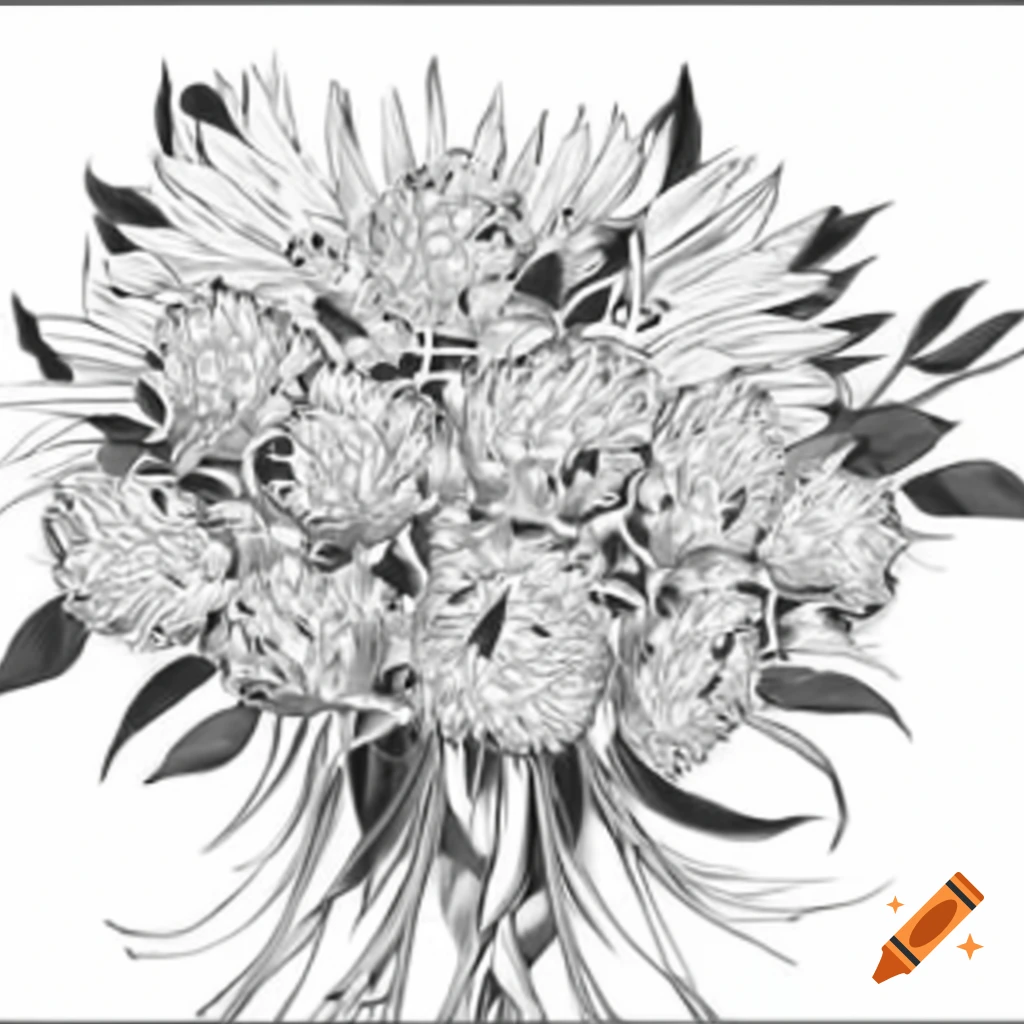Bouquet of flowers illustration by Edward Gorey