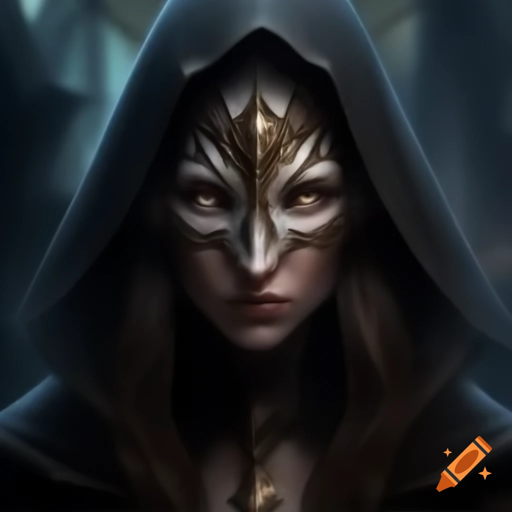 Sorceress wearing a mask, mystical character