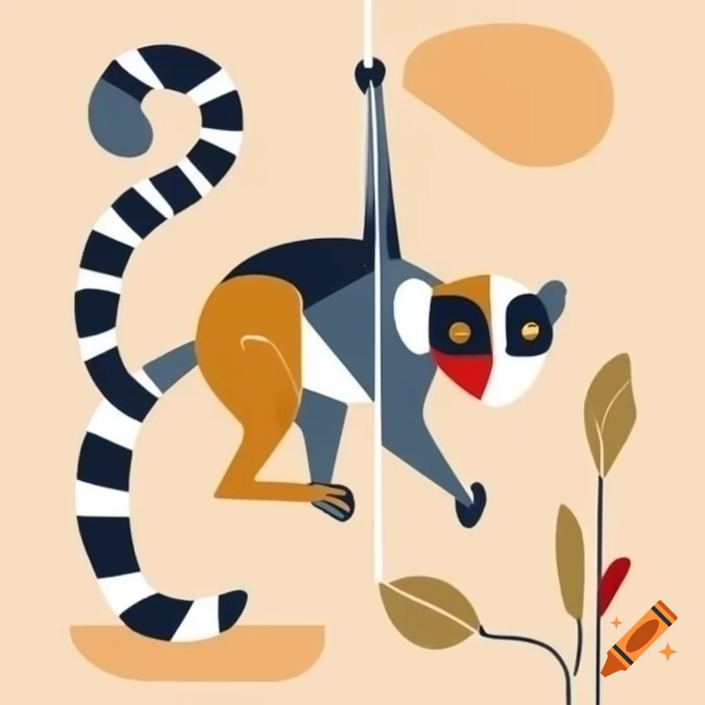 Abstract cubism art featuring a lemur in neutral colors