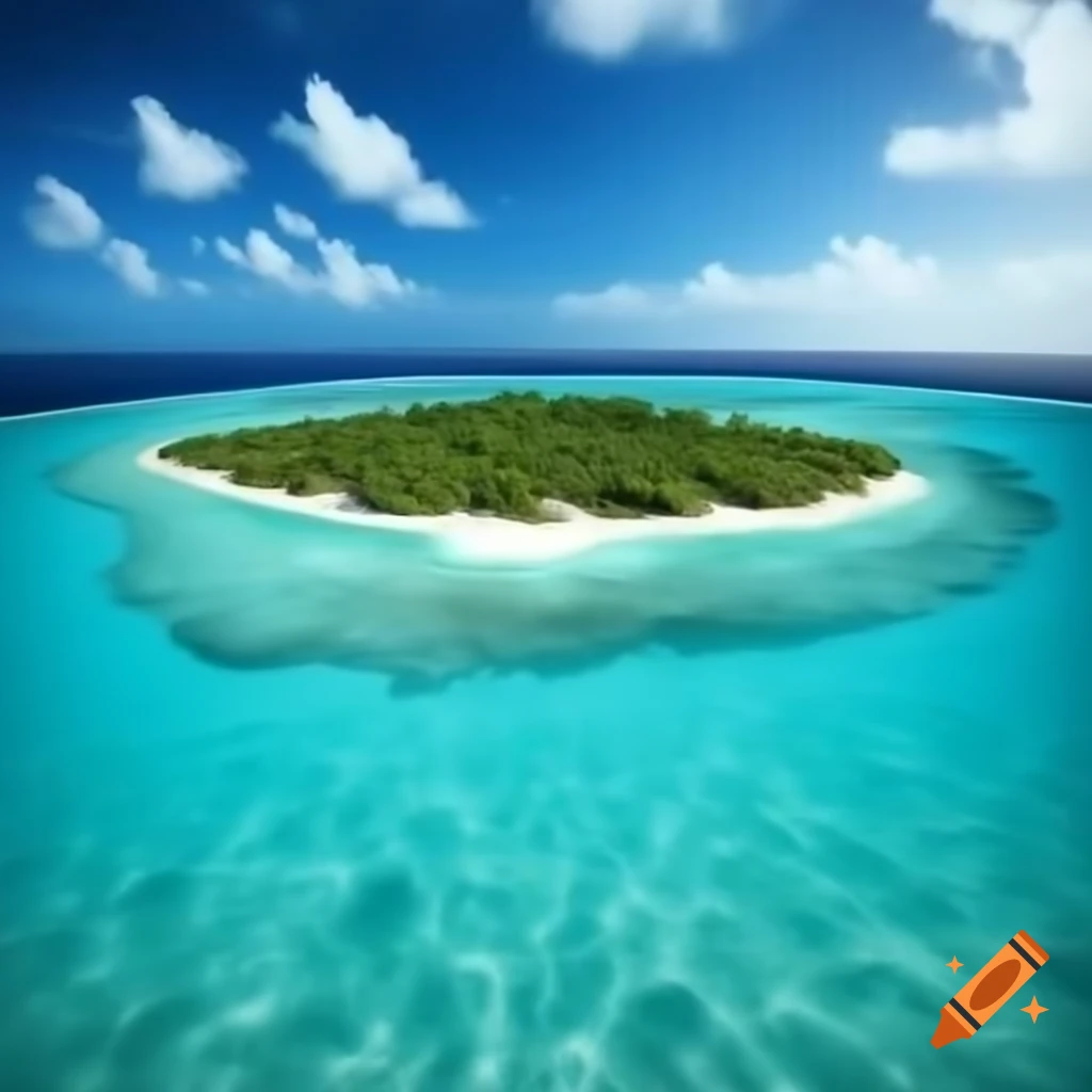 3D view of a Caribbean island with clear blue water