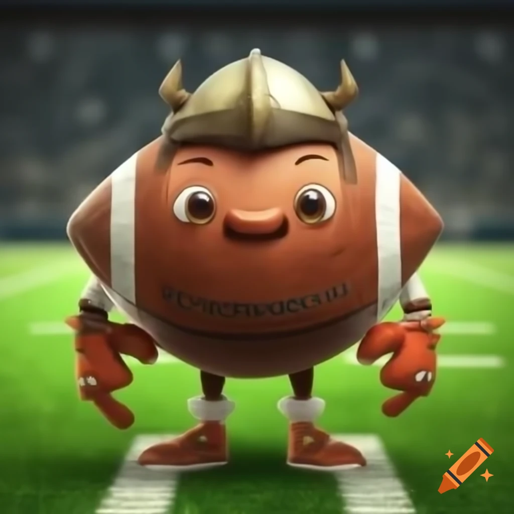 Cute warrior character playing football