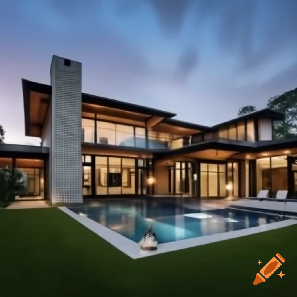 Sleek modern mansion architecture