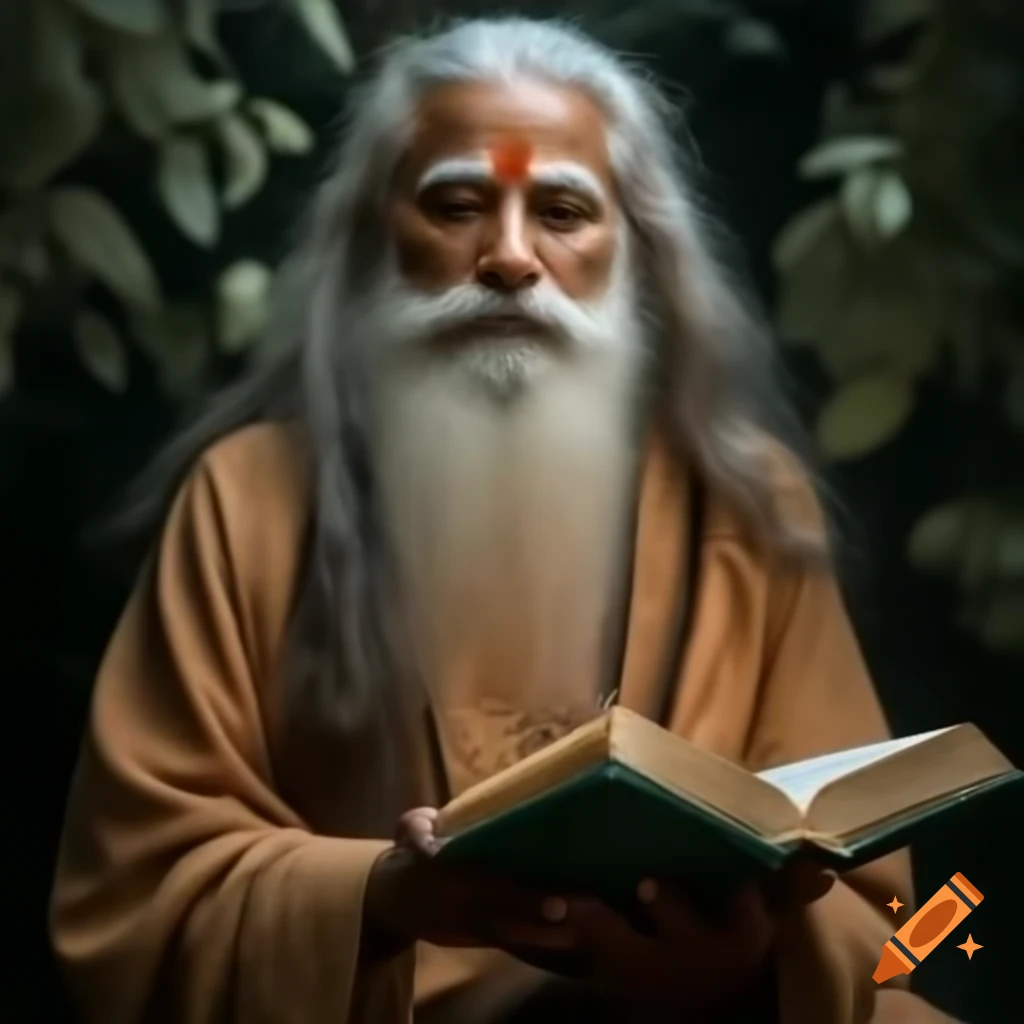 Elderly sage with long white hair and flowing robes, depicting calm and wisdom