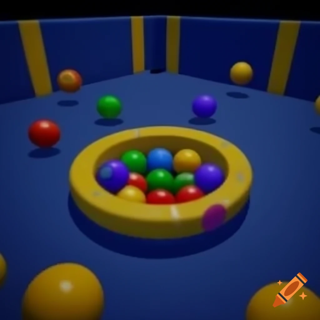 Surreal ball pit scene inspired by Roblox and PS1 aesthetics