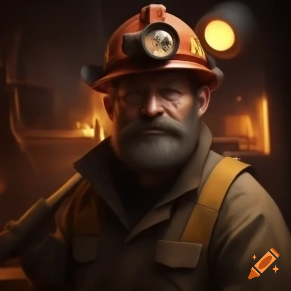 Art depicting miners in their work environment