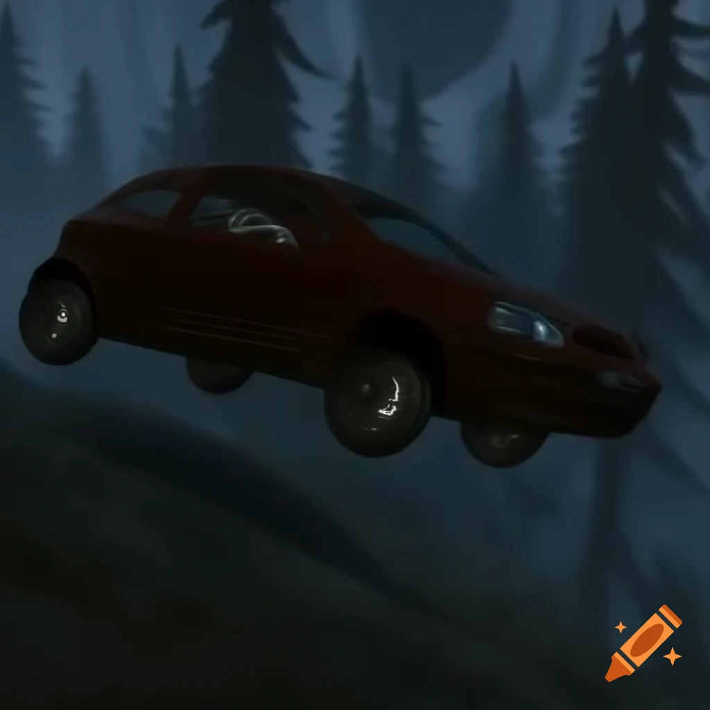 Upside down Opel Corsa resembling a cursed Skyrim dragon