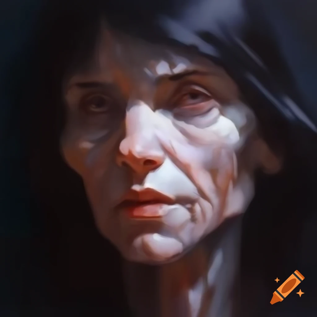 Abstract expressionistic 17th century style portrait of an ancient wise figure